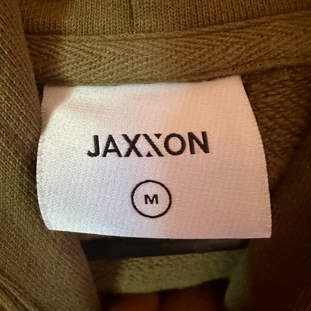Men's Logo Jaxxon Cotton Heavyweight Hoodie Sweatshirt Olive Green Sz Medium - Picture 2 of 6